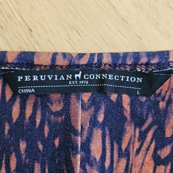 Peruvian Connection Dress Sheath Ruched Waist- Blue - sz L - EUC - Picture 4 of 8